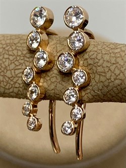 *Серьги Каффы Белый Фианит цв Красное арт. С132-2961-130 вес 1,98 г - фото 170963