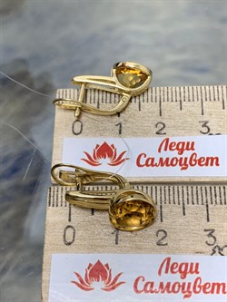 *Серьги Цитрин цв Лимонное арт С320-6022Ц-904 вес 4,19 г - фото 171141