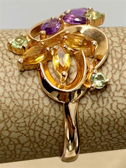 *Кольцо р.17 Цитрин Аметист Микс цв Красное арт. К120-3438М3-256 вес 2,25 г - фото 171196