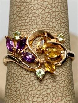 *Кольцо р.17 Цитрин Аметист Микс цв Красное арт. К120-3438М3-256 вес 2,25 г - фото 171199