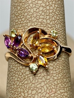 *Кольцо р.17 Цитрин Аметист Микс цв Красное арт. К120-3438М3-256 вес 2,25 г - фото 171200