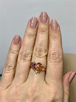 *Кольцо р.17 Цитрин Аметист Микс цв Красное арт. К120-3438М3-256 вес 2,25 г - фото 171201