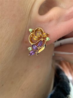 *Серьги Цитрин Аметист Микс цв Красное арт. С120-3438М3-195 вес 3,54 г - фото 171210