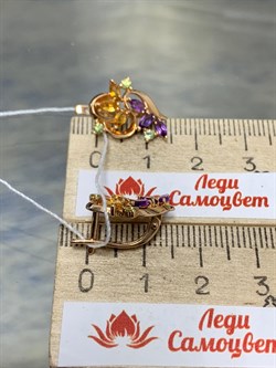 *Серьги Цитрин Аметист Микс цв Красное арт. С120-3438М3-195 вес 3,54 г - фото 171213