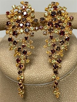 *Серьги Цитрин Гранат Микс цв Красное арт. С120-946М1-597 вес 11,11 г - фото 171215