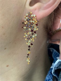 *Серьги Цитрин Гранат Микс цв Красное арт. С120-946М1-597 вес 11,11 г - фото 171217