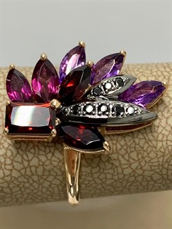 *Кольцо р.18,5 Аметист Гранат Микс цв Красное  арт. К124-5064М7-456 вес 3,17 г - фото 171224 *Кольцо р.18,5 Аметист Гранат Микс цв Красное  арт. К124-5064М7-456 вес 3,17 г - фото 171224