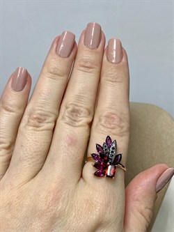 *Кольцо р.18,5 Аметист Гранат Микс цв Красное  арт. К124-5064М7-456 вес 3,17 г - фото 171228 *Кольцо р.18,5 Аметист Гранат Микс цв Красное  арт. К124-5064М7-456 вес 3,17 г - фото 171228