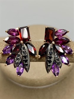 *Серьги Аметист Гранат Микс цв Красное  арт. С124-5064М7-463 вес 6,31 г - фото 171235 *Серьги Аметист Гранат Микс цв Красное  арт. С124-5064М7-463 вес 6,31 г - фото 171235