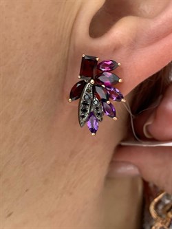 *Серьги Аметист Гранат Микс цв Красное  арт. С124-5064М7-463 вес 6,31 г - фото 171236 *Серьги Аметист Гранат Микс цв Красное  арт. С124-5064М7-463 вес 6,31 г - фото 171236