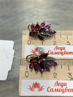 *Серьги Аметист Гранат Микс цв Красное  арт. С124-5064М7-463 вес 6,31 г - фото 171239 *Серьги Аметист Гранат Микс цв Красное  арт. С124-5064М7-463 вес 6,31 г - фото 171239