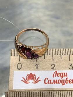 *Кольцо р.17,5 Родолит Аметист Микс цв Красное арт. К124-5868М7-216 вес 2,94 г - фото 171249