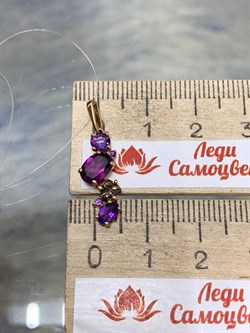 *Подвеска Родолит Аметист Микс цв Красное арт. П120-1368М1-996 вес 1,31 г - фото 171268