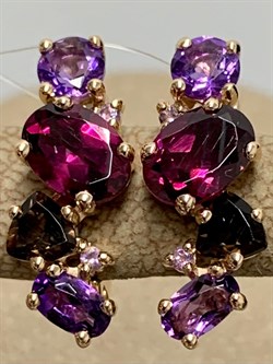 *Серьги Родолит Аметист Микс цв Красное арт. С120-1368М1-956 вес 3,97 г - фото 171271