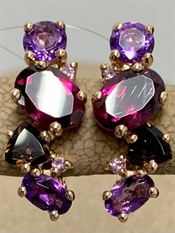 *Серьги Родолит Аметист Микс цв Красное арт. С120-1368М1-956 вес 3,97 г - фото 171273