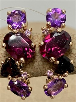 *Серьги Родолит Аметист Микс цв Красное арт. С120-1368М1-956 вес 3,97 г - фото 171275