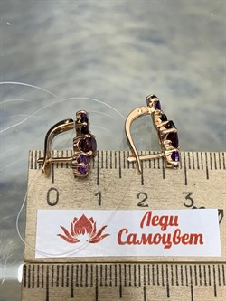 *Серьги Родолит Аметист Микс цв Красное арт. С120-1368М1-956 вес 3,97 г - фото 171277