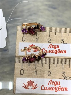 *Серьги Родолит Аметист Микс цв Красное арт. С120-1368М1-956 вес 3,97 г - фото 171278