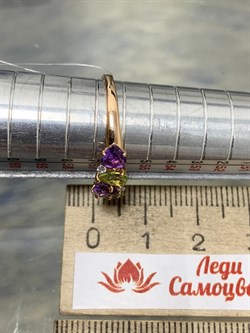 *Кольцо р.18 Хризолит Аметист Микс цв Красное арт. К122-1361М3-493 вес 1,95 г - фото 171281