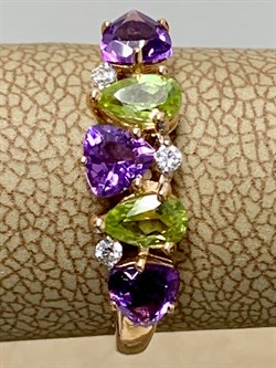 *Кольцо р.18 Хризолит Аметист Микс цв Красное арт. К122-1361М3-493 вес 1,95 г - фото 171283