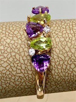 *Кольцо р.18 Хризолит Аметист Микс цв Красное арт. К122-1361М3-493 вес 1,95 г - фото 171285