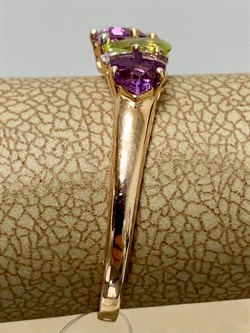 *Кольцо р.18 Хризолит Аметист Микс цв Красное арт. К122-1361М3-493 вес 1,95 г - фото 171286