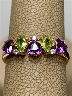 *Кольцо р.18 Хризолит Аметист Микс цв Красное арт. К122-1361М3-493 вес 1,95 г - фото 171287