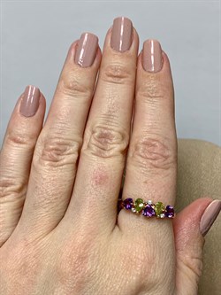 *Кольцо р.18 Хризолит Аметист Микс цв Красное арт. К122-1361М3-493 вес 1,95 г - фото 171289