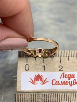 *Кольцо р.18 Хризолит Аметист Микс цв Красное арт. К122-1361М3-493 вес 1,95 г - фото 171290