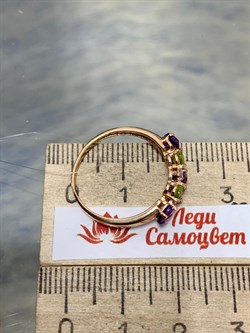 *Кольцо р.18 Хризолит Аметист Микс цв Красное арт. К122-1361М3-493 вес 1,95 г - фото 171292