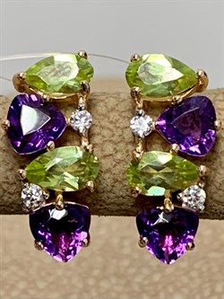 *Серьги Хризолит Аметист Микс цв Красное арт. С122-1361М3-611 вес 2,51 г - фото 171296