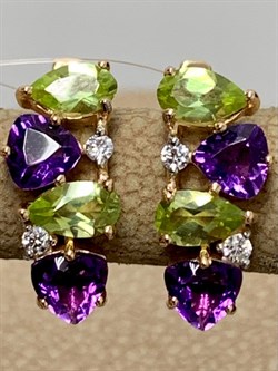 *Серьги Хризолит Аметист Микс цв Красное арт. С122-1361М3-611 вес 2,51 г - фото 171297