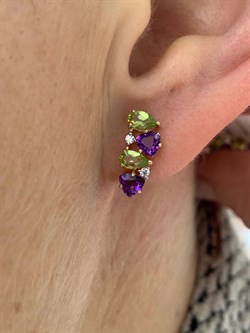 *Серьги Хризолит Аметист Микс цв Красное арт. С122-1361М3-611 вес 2,51 г - фото 171298