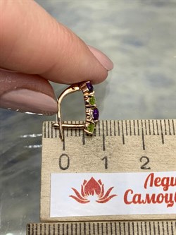 *Серьги Хризолит Аметист Микс цв Красное арт. С122-1361М3-611 вес 2,51 г - фото 171299
