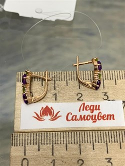 *Серьги Хризолит Аметист Микс цв Красное арт. С122-1361М3-611 вес 2,51 г - фото 171300