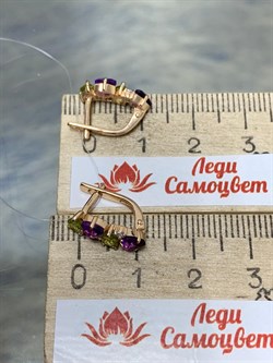 *Серьги Хризолит Аметист Микс цв Красное арт. С122-1361М3-611 вес 2,51 г - фото 171301