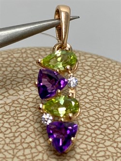 *Подвеска Хризолит Аметист Микс цв Красное арт. П122-1361М3-401 вес 1,03 г - фото 171303