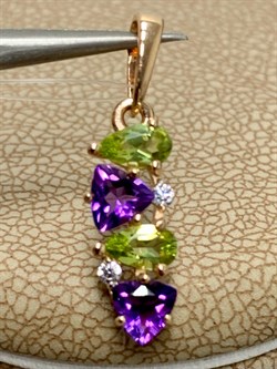 *Подвеска Хризолит Аметист Микс цв Красное арт. П122-1361М3-401 вес 1,03 г - фото 171305