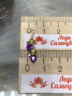 *Подвеска Хризолит Аметист Микс цв Красное арт. П122-1361М3-401 вес 1,03 г - фото 171307