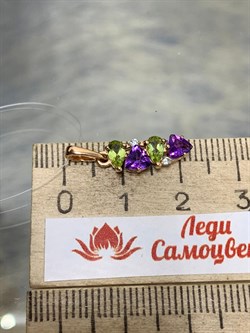 *Подвеска Хризолит Аметист Микс цв Красное арт. П122-1361М3-401 вес 1,03 г - фото 171309