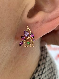 *Серьги Цаворит Аметист Микс цв Красное арт. С120-3447М8-567 вес 2,81 г - фото 171315