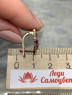 *Серьги Цаворит Аметист Микс цв Красное арт. С120-3447М8-567 вес 2,81 г - фото 171316