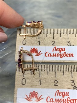 *Серьги Цаворит Аметист Микс цв Красное арт. С120-3447М8-567 вес 2,81 г - фото 171317