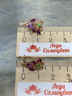 *Серьги Цаворит Аметист Микс цв Красное арт. С120-3447М8-567 вес 2,81 г - фото 171318