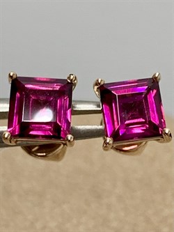 *Пусеты Родолит цв Красное арт. С120-2414Рд-121 вес 1,72 г - фото 171321