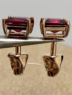 *Пусеты Родолит цв Красное арт. С120-2414Рд-121 вес 1,72 г - фото 171323