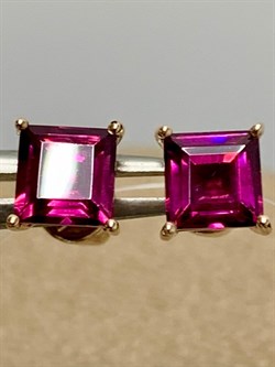 *Пусеты Родолит цв Красное арт. С120-2414Рд-121 вес 1,72 г - фото 171324