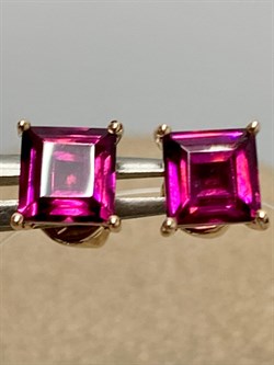 *Пусеты Родолит цв Красное арт. С120-2414Рд-121 вес 1,72 г - фото 171325