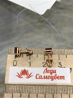 *Пусеты Родолит цв Красное арт. С120-2414Рд-121 вес 1,72 г - фото 171326