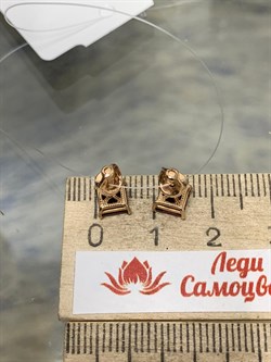 *Пусеты Родолит цв Красное арт. С120-2414Рд-121 вес 1,72 г - фото 171328